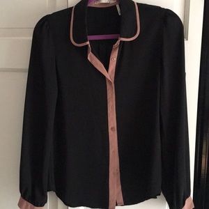HAE black & tan ls blouse.